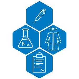 Symboler som representerar Apotekarsocietetens olika sektioner